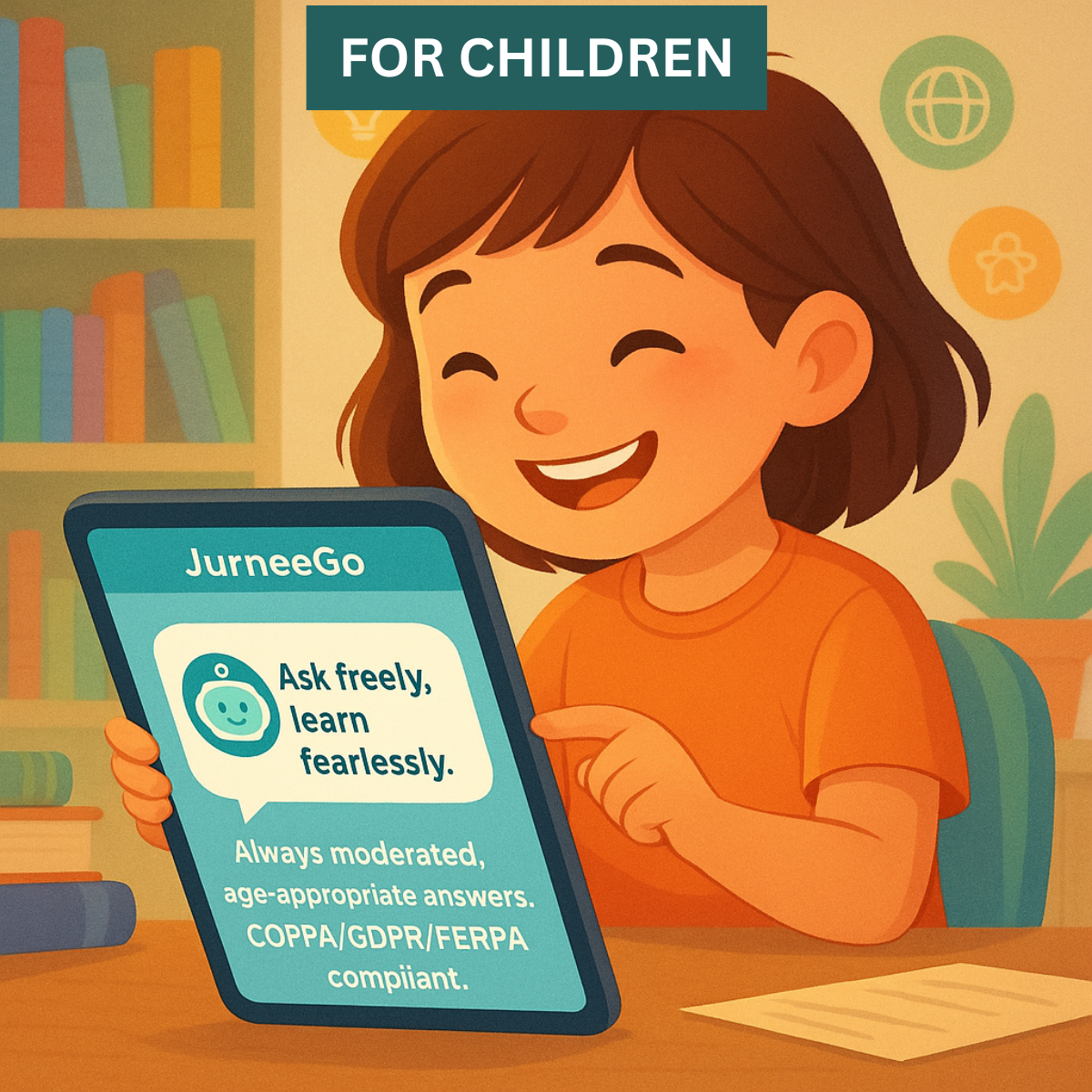 Child asking questions and learning safely with JurneeGo