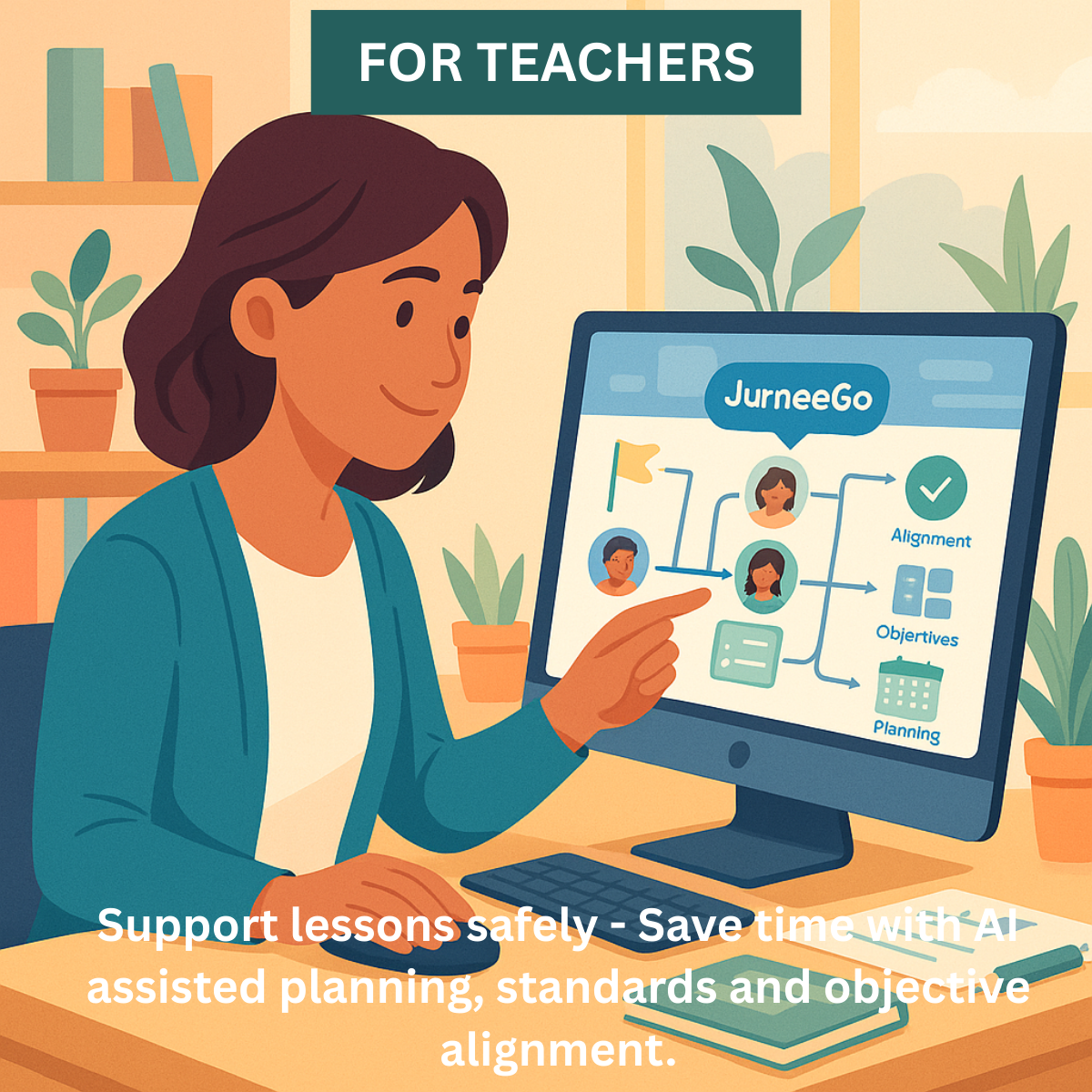 Teacher using JurneeGo to support lesson planning and learning alignment